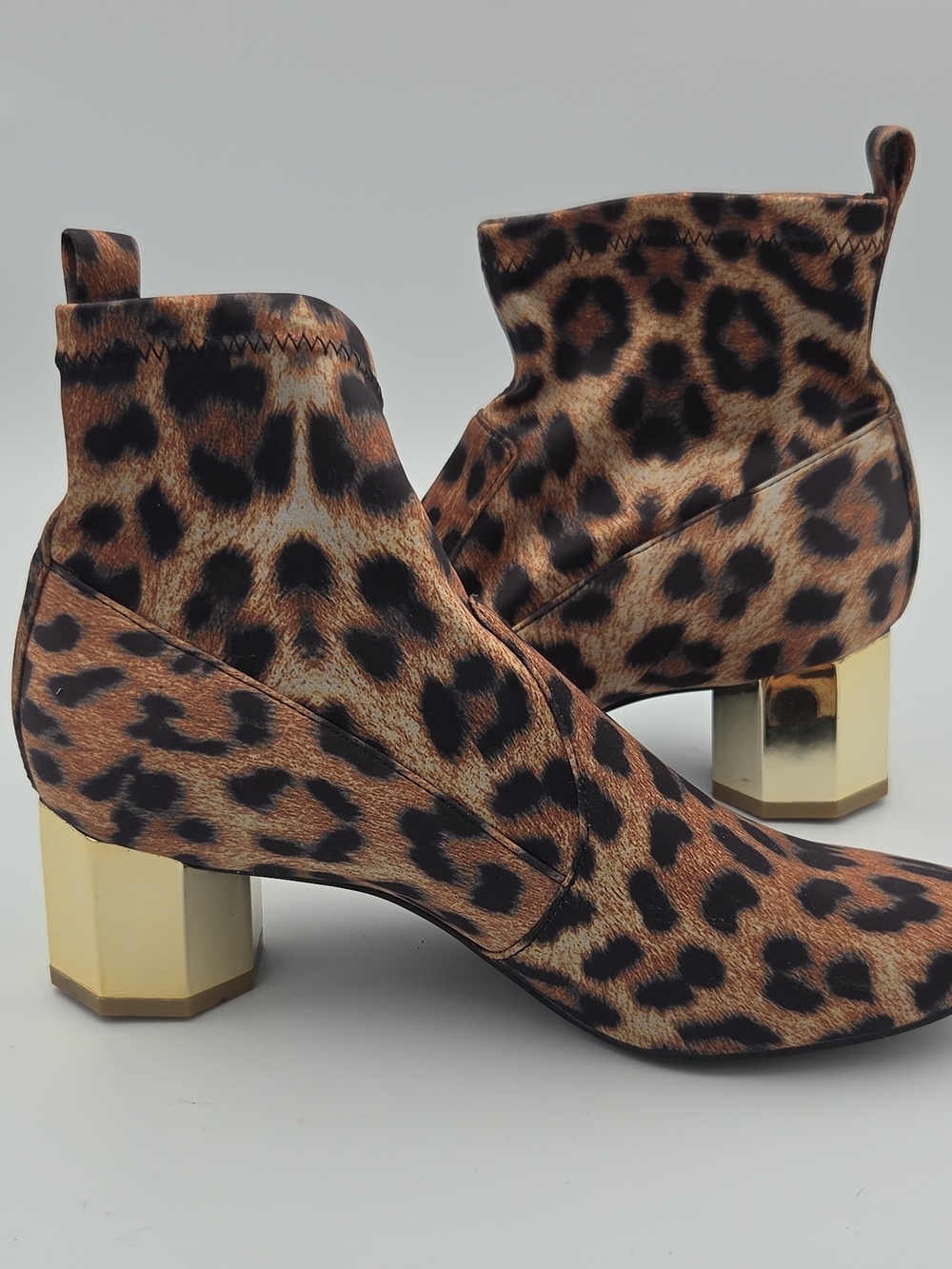 Katy Perry Collections Leopard Print Ankle Boots with Gold Block Heel Size 6 - Picture 7 of 8